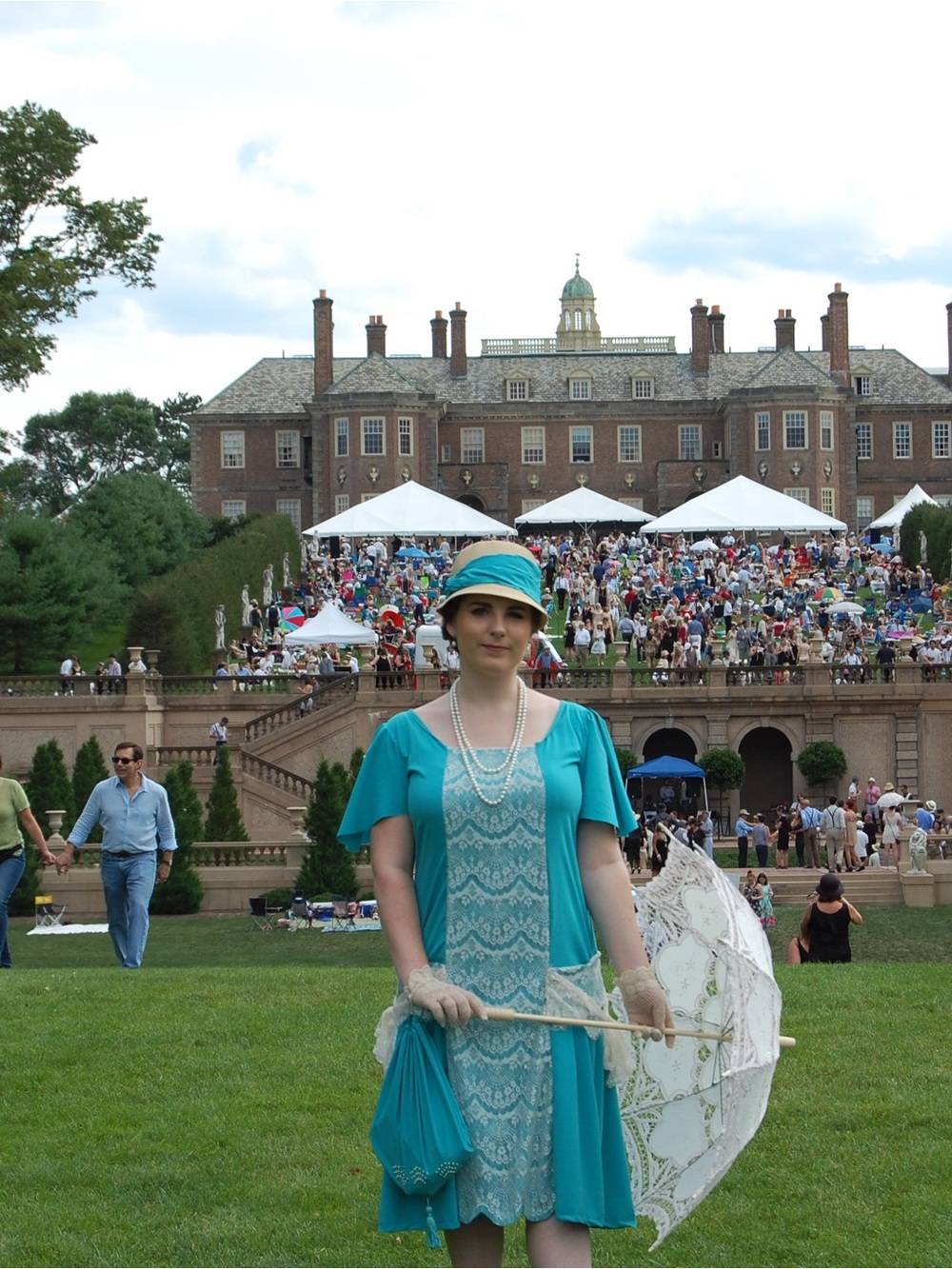 1920s Vintage-Inspired Teal Lace Overlay Dress La Vie Delight Style